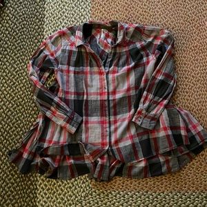 Plaid free people button up shirt size medium